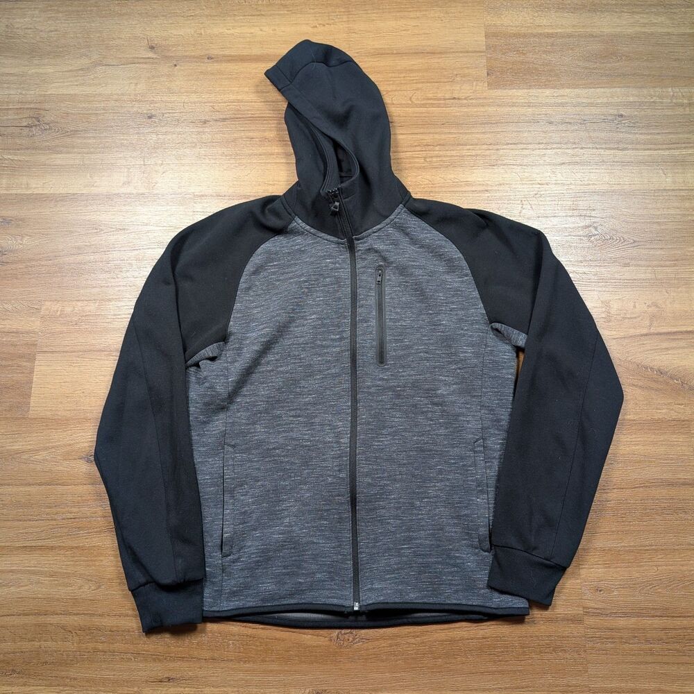 Uniqlo Dry Sweat Full Zip Hoodie Men L Gray Stretch Pullover Sweatshirt Tech